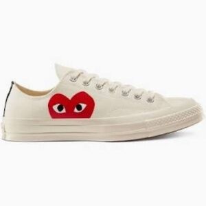 Converse x PLAY Comme des Garçons Chuck 70 Low Top Sneakers Shoes 7 White Red